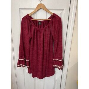 WinWin Double Lace Sleeve Tunic in Burgundy